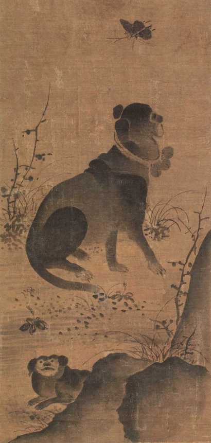 佚名 双犬图 立轴